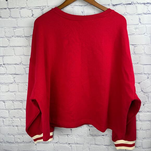 Disney Parks Christmas Sweater Mickey & Minnie Red COZY Crop Crewneck 2XL - Picture 2 of 9